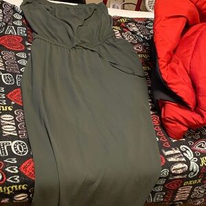 Bobeau Strapless Dress in Deep Olive